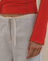 BASERANGE Long Sleeve T-Shirt TTML Collection Ribbed Cotton Portugal BAS-TTML-RB-SU25-MY RED (BROWN)